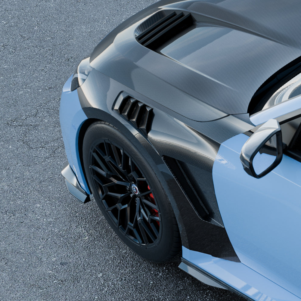 BMW M2 G87 Prepreg Carbon Fibre Side Fenders with shark fin air vents - OEM fitment upgrade