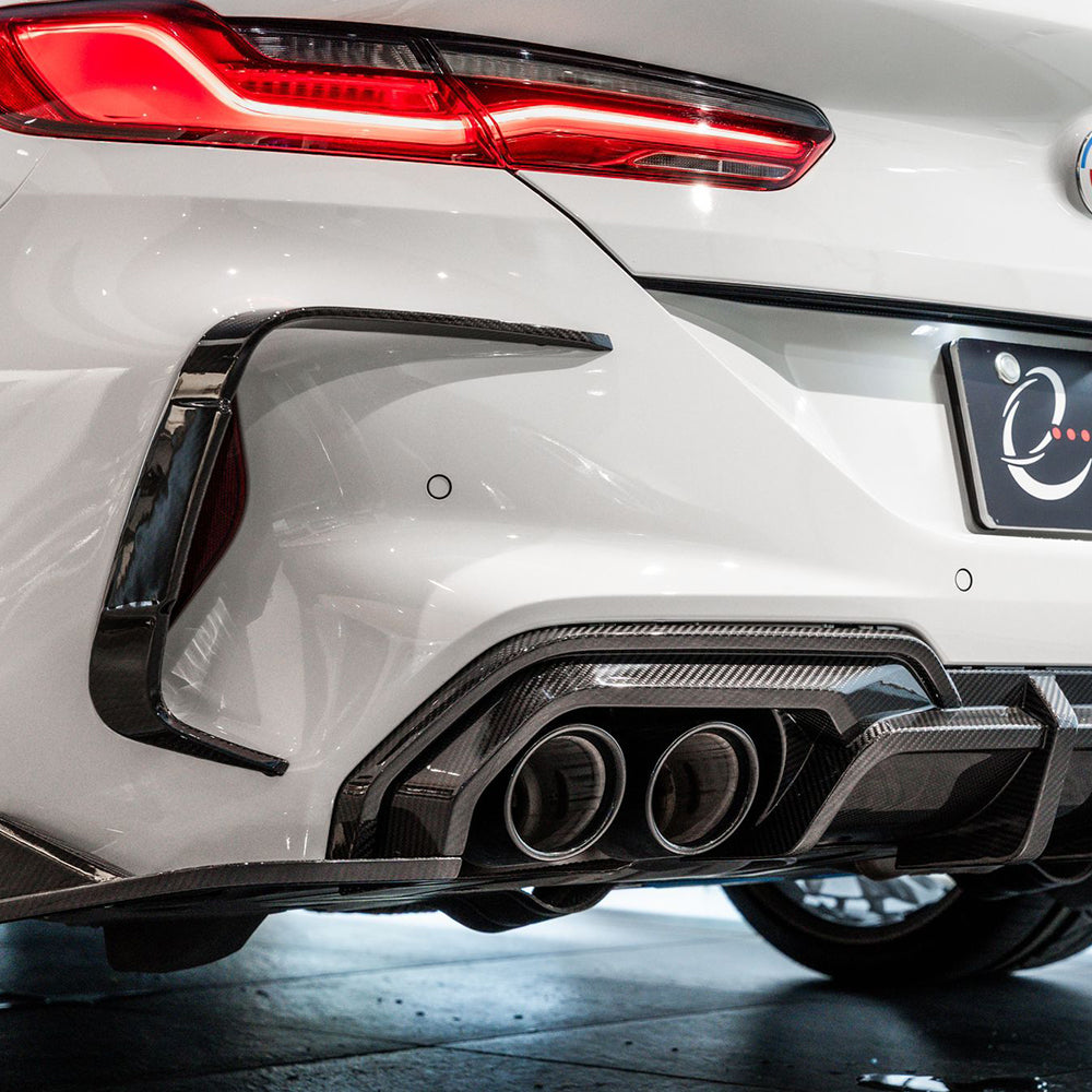 BMW M8 F91 F92 Prepreg Carbon Fibre Rear Diffuser - triple blade with side winglets