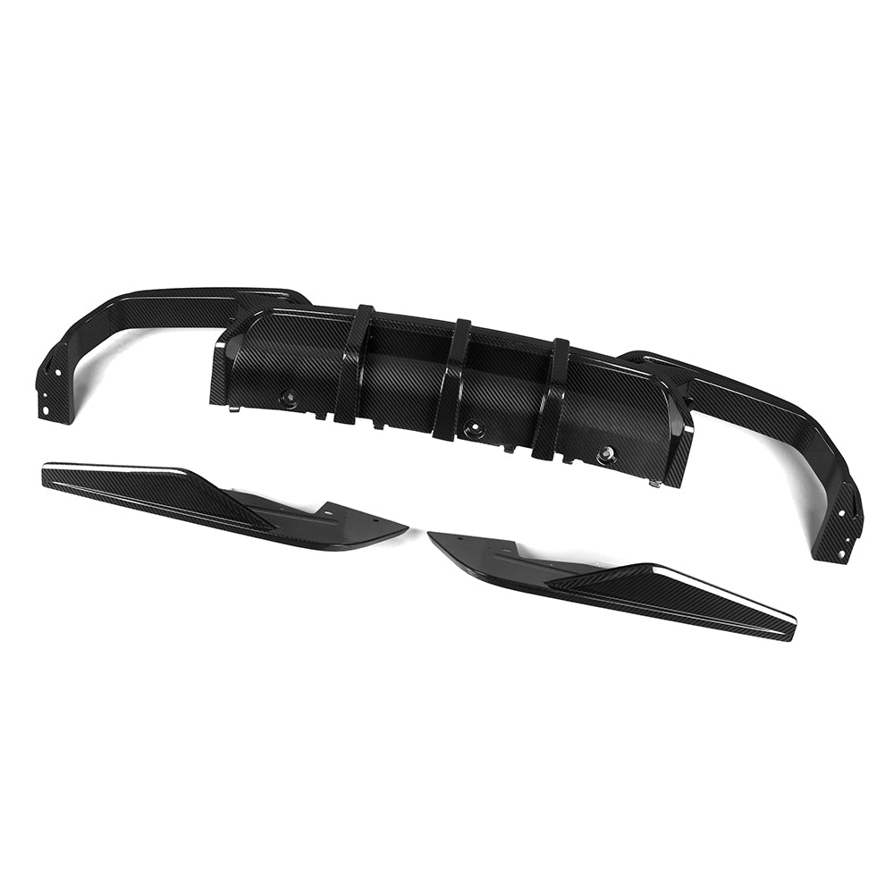 BMW M8 F91 F92 Prepreg Carbon Fibre Rear Diffuser - triple blade with side winglets