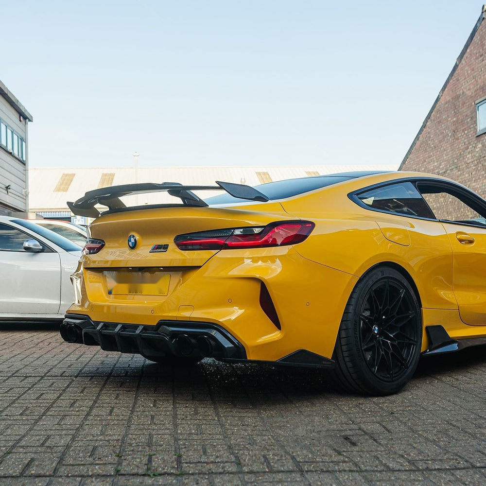 BMW M8 F91 F92 Prepreg Carbon Fibre Rear Diffuser - triple blade with side winglets