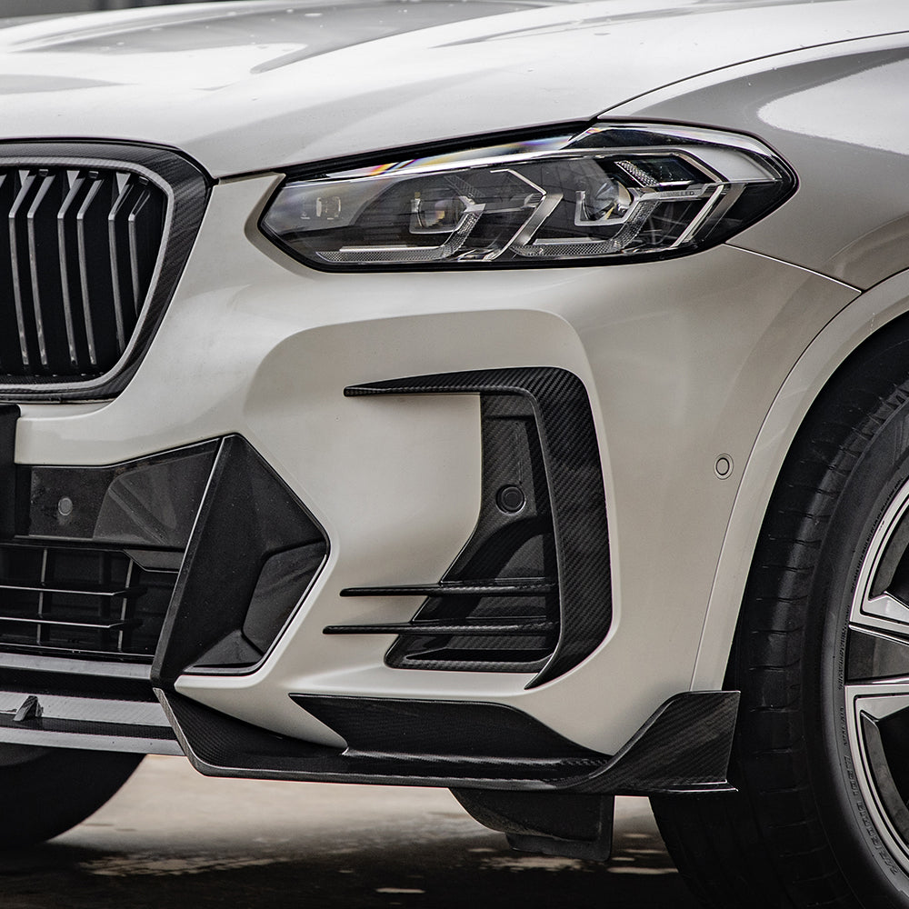 BMW X3 G01 LCI Carbon Fibre Front Vent Trims - prepreg gloss finish front bumper upgrade