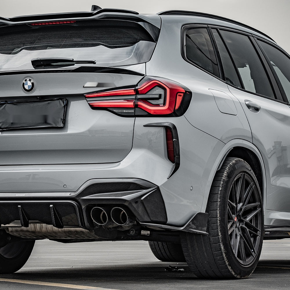 BMW X3M F97 LCI Carbon Fibre Rear Diffuser - prepreg triple blade aggressive rear upgrade