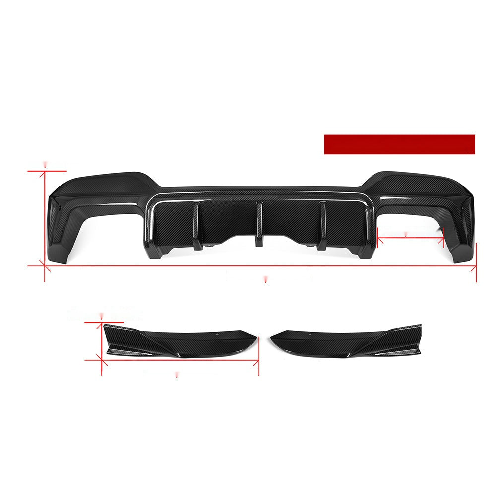 BMW X3M F97 LCI Carbon Fibre Rear Diffuser - prepreg triple blade aggressive rear upgrade
