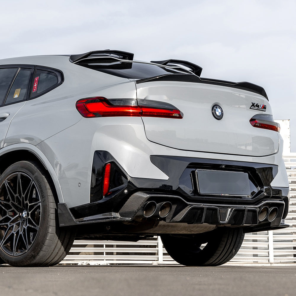 BMW X4M F98 Facelift Carbon Fibre Rear Diffuser with Brake Light - prepreg gloss finish