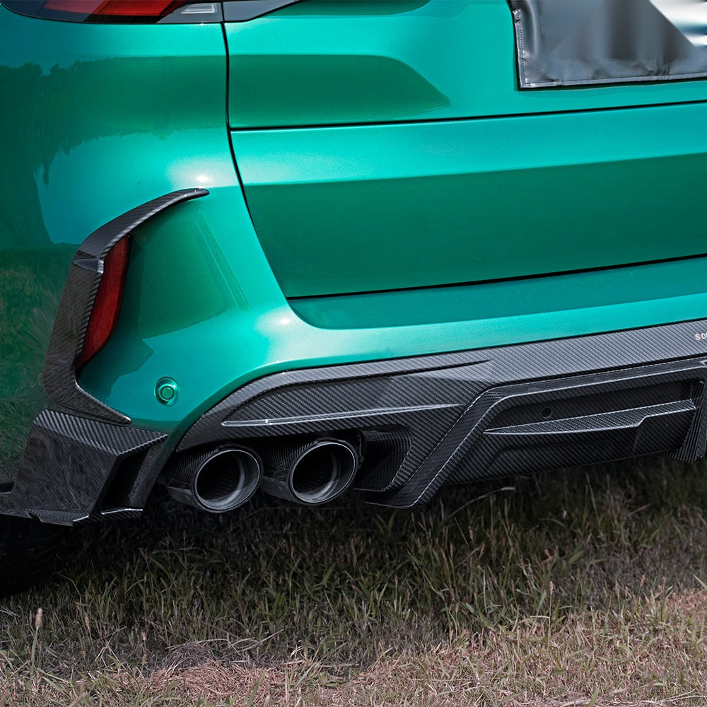 BMW X5M F95 Prepreg Carbon Fibre Rear Diffuser with Integrated Brake Light - aggressive aerodynamic upgrade