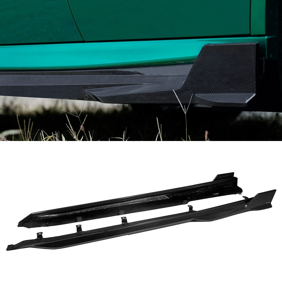 BMW X5M F95 Prepreg Carbon Fibre Side Skirts - aggressive aerodynamic upgrade with gloss finish