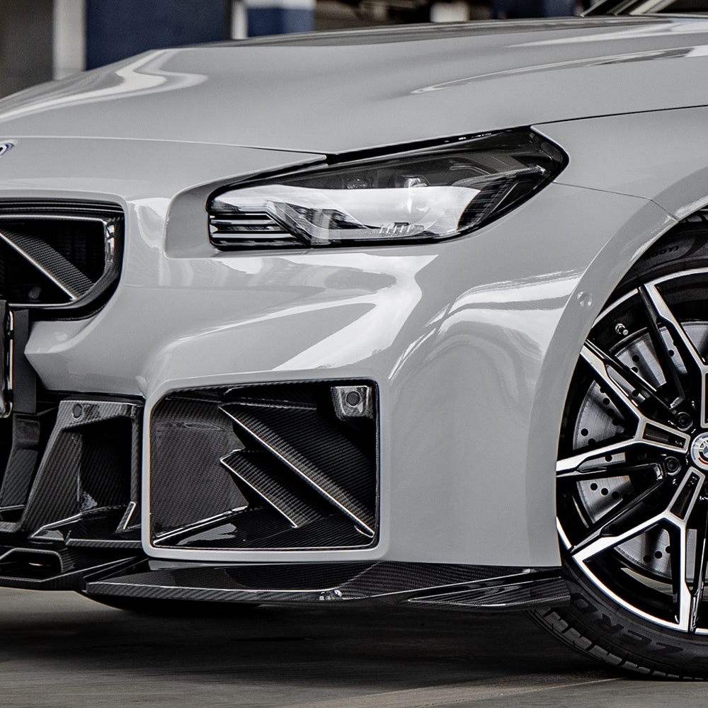 BMW M2 G87 Prepreg Carbon Fibre Front Lip - aggressive dual air inlet splitter upgrade