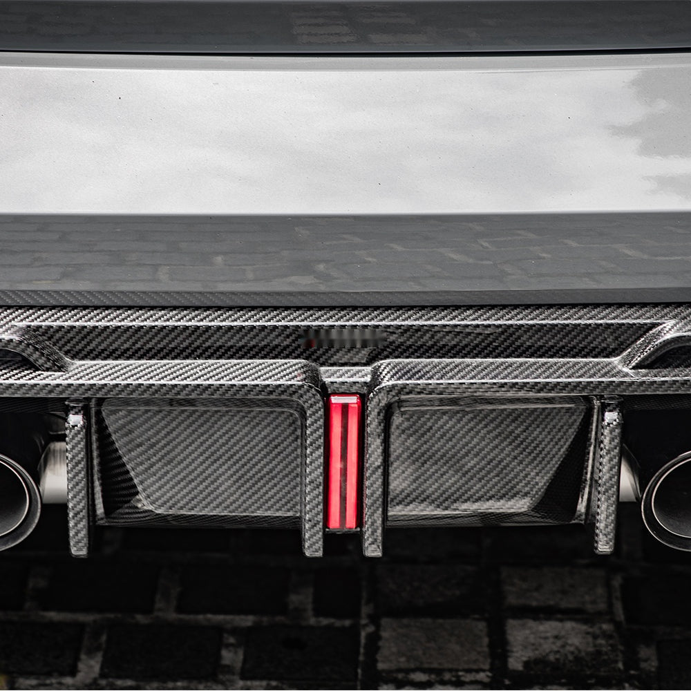 BMW M3 G80 Prepreg Carbon Fibre Rear Diffuser with Integrated Brake Light - aggressive rear aero upgrade