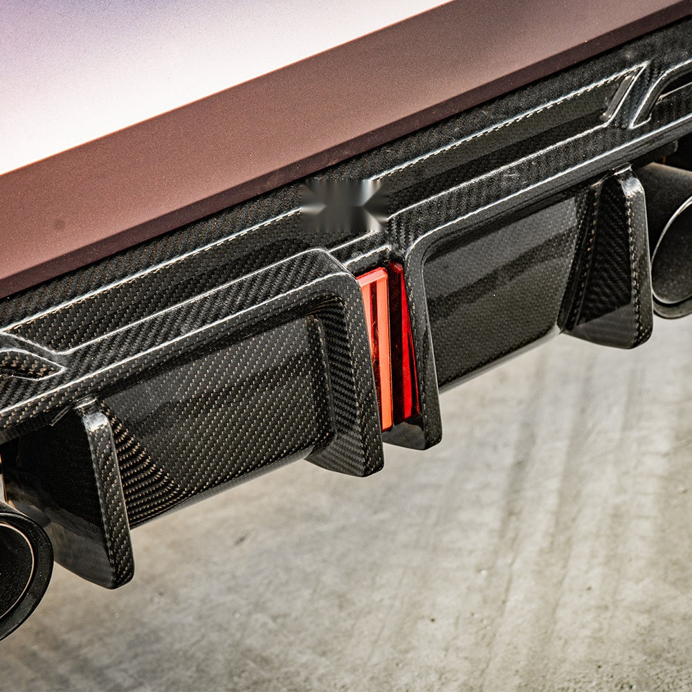 BMW M4 G82 Prepreg Carbon Fibre Rear Diffuser with Integrated Brake Light - aggressive rear upgrade