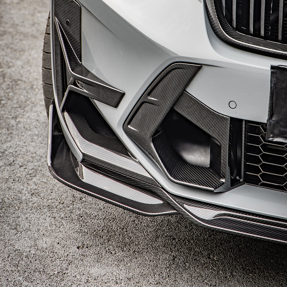 BMW X3M F97 LCI Prepreg Carbon Fibre Front Lip with dual side winglets - precision 3D scanned fitment