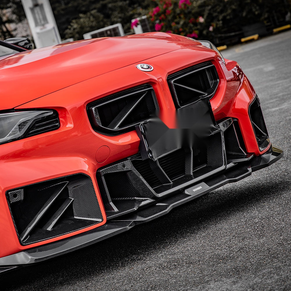 BMW M2 G87 Prepreg Carbon Fibre Front Lip - aggressive front end upgrade with OEM fitment