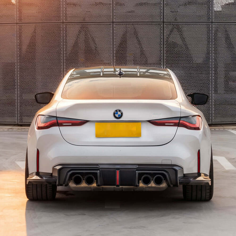 BMW M4 G82 G83 Prepreg Carbon Fibre Rear Diffuser with Brake Light - aggressive motorsport styling upgrade