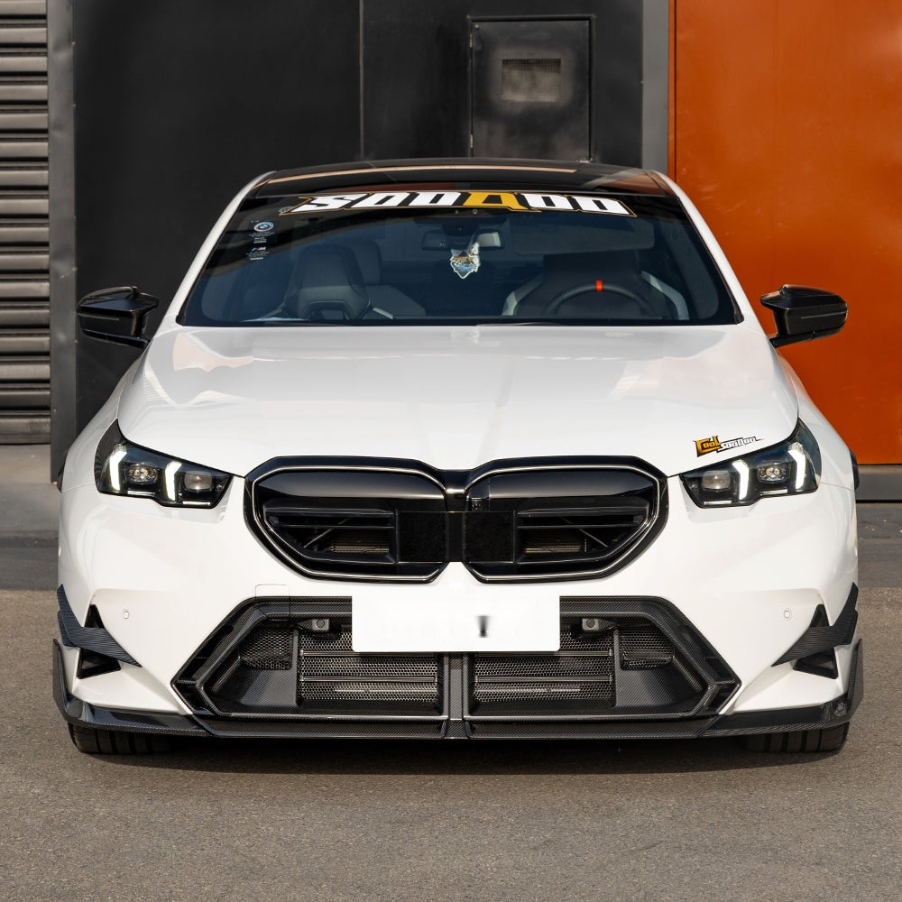BMW M5 G90 Prepreg Carbon Fibre Front Lip with dual winglets - aggressive aerodynamic upgrade