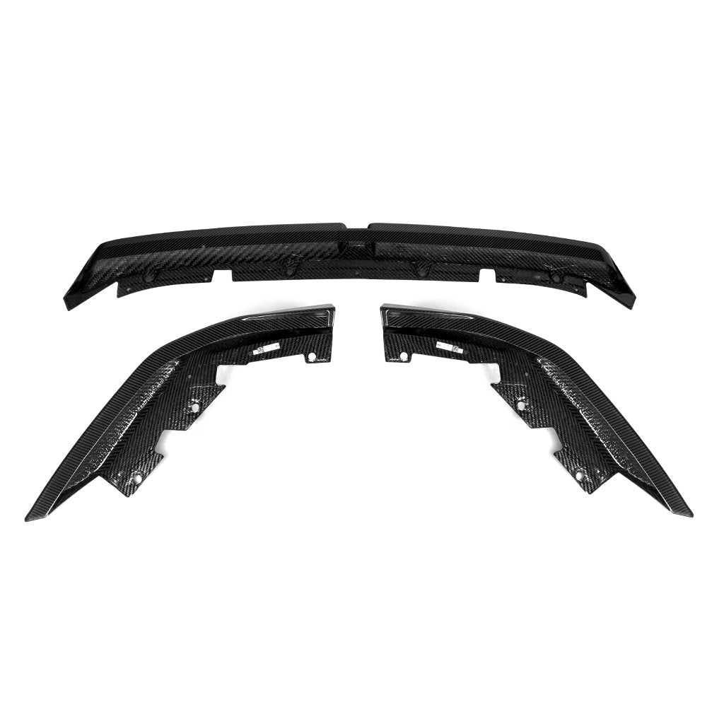BMW M5 G90 Prepreg Carbon Fibre Front Lip with dual winglets - aggressive aerodynamic upgrade