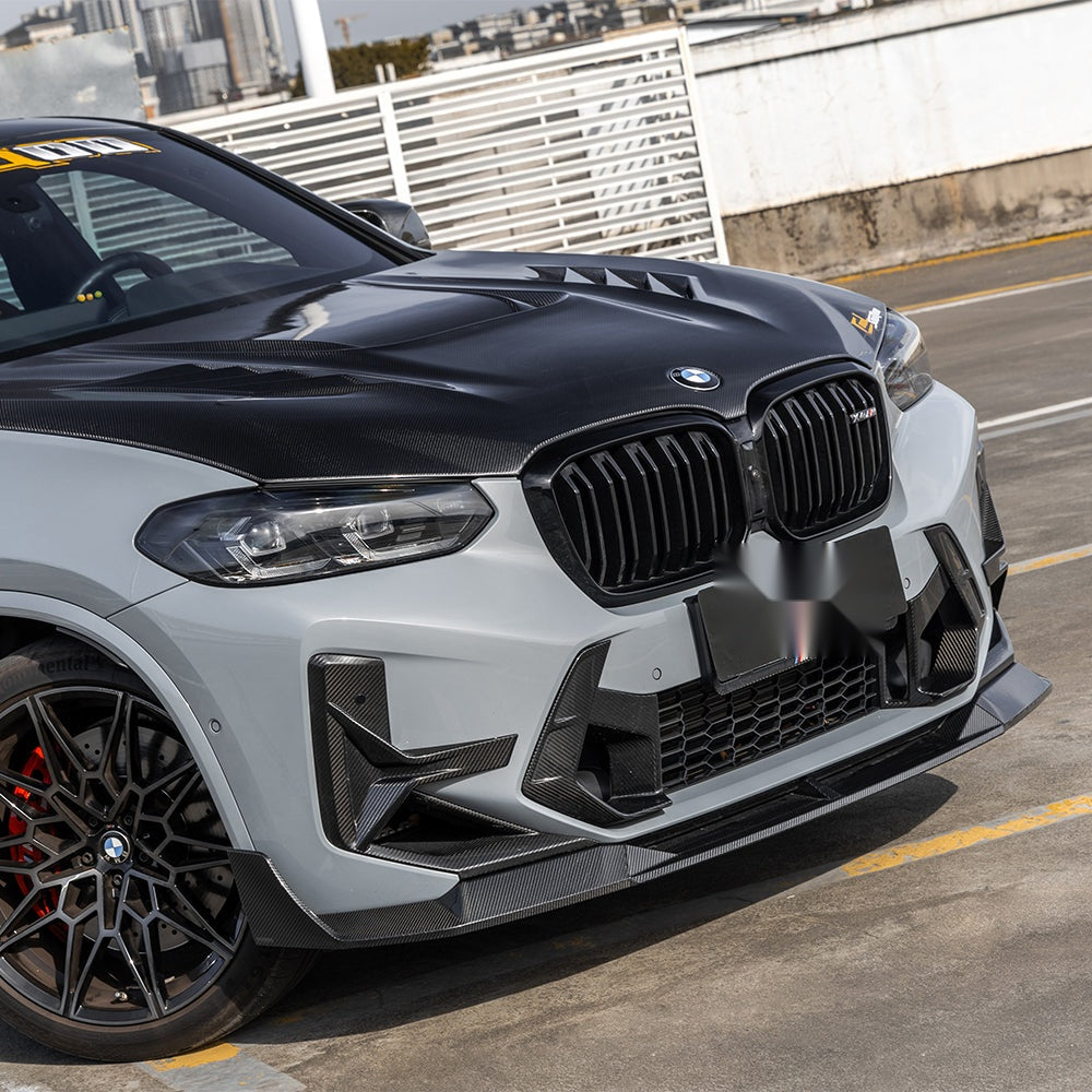 BMW X3M F97 LCI Prepreg Carbon Fibre Front Lip with integrated side winglets