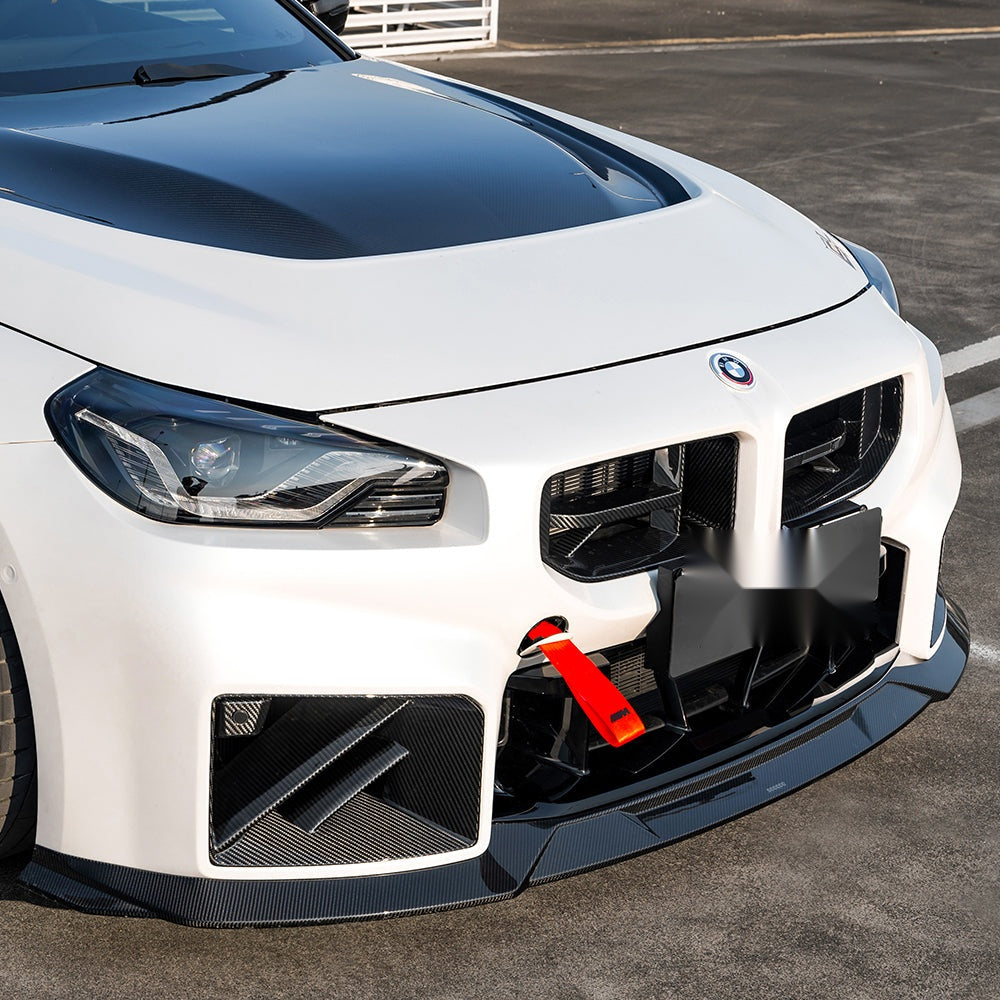 BMW M2 G87 Prepreg Carbon Fibre Front Lip - V3 one-piece splitter with OEM fitment