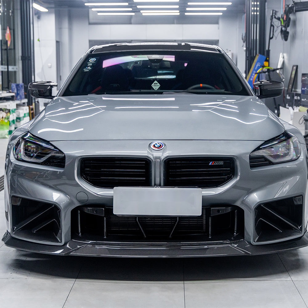 BMW M2 G87 Prepreg Carbon Fibre Front Lip - V3 one-piece splitter with OEM fitment