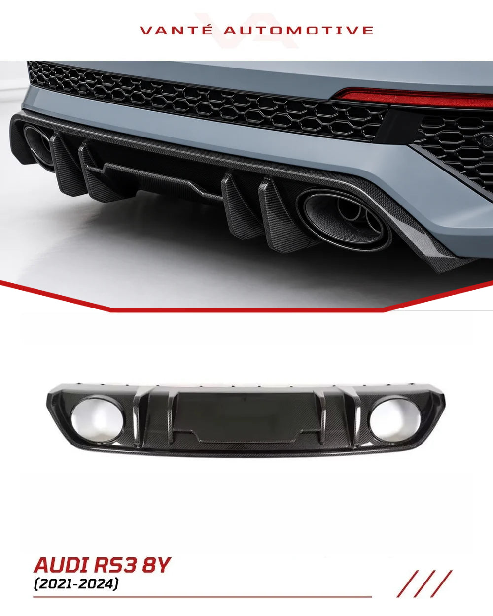 Kit diffuseur arrière en fibre de carbone Audi RS3 8Y 2021+