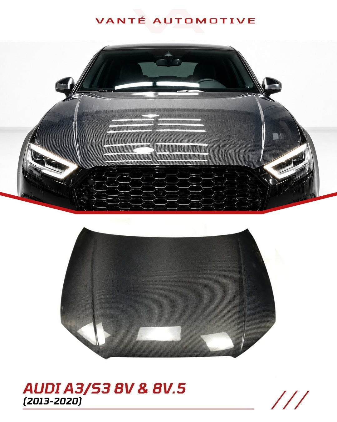 Capot en fibre de carbone pour Audi A3/S3 8V