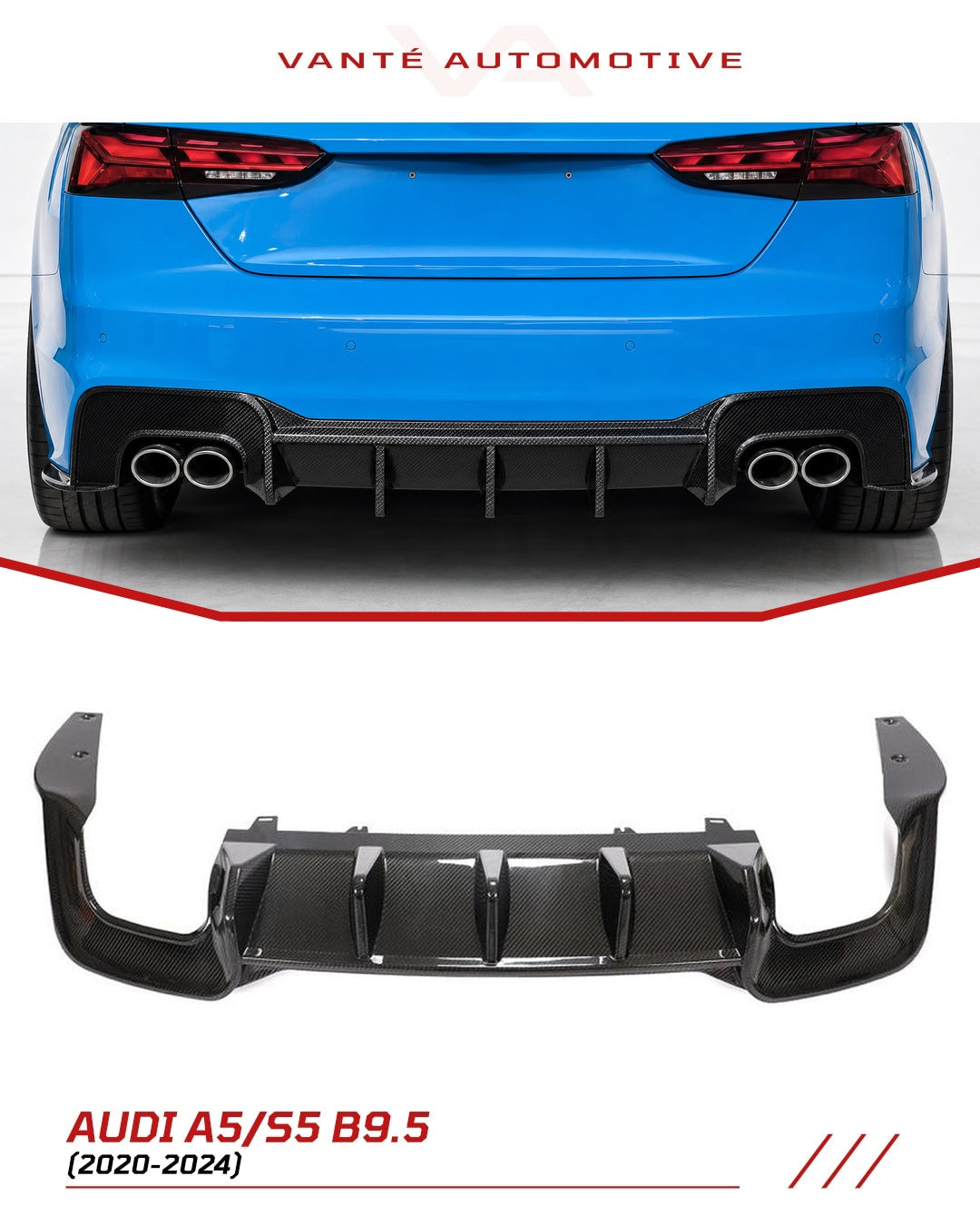 Difusor trasero de fibra de carbono Audi A4 S-Line / S4 B9.5