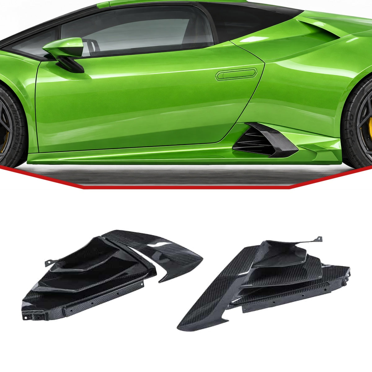 Lamborghini Huracan Evo Carbon Fibre Side Skirt Vent Trims