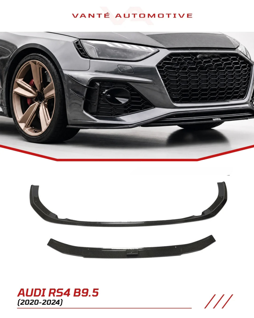 Audi RS4 B9.5 Labio Delantero de Fibra de Carbono Seca