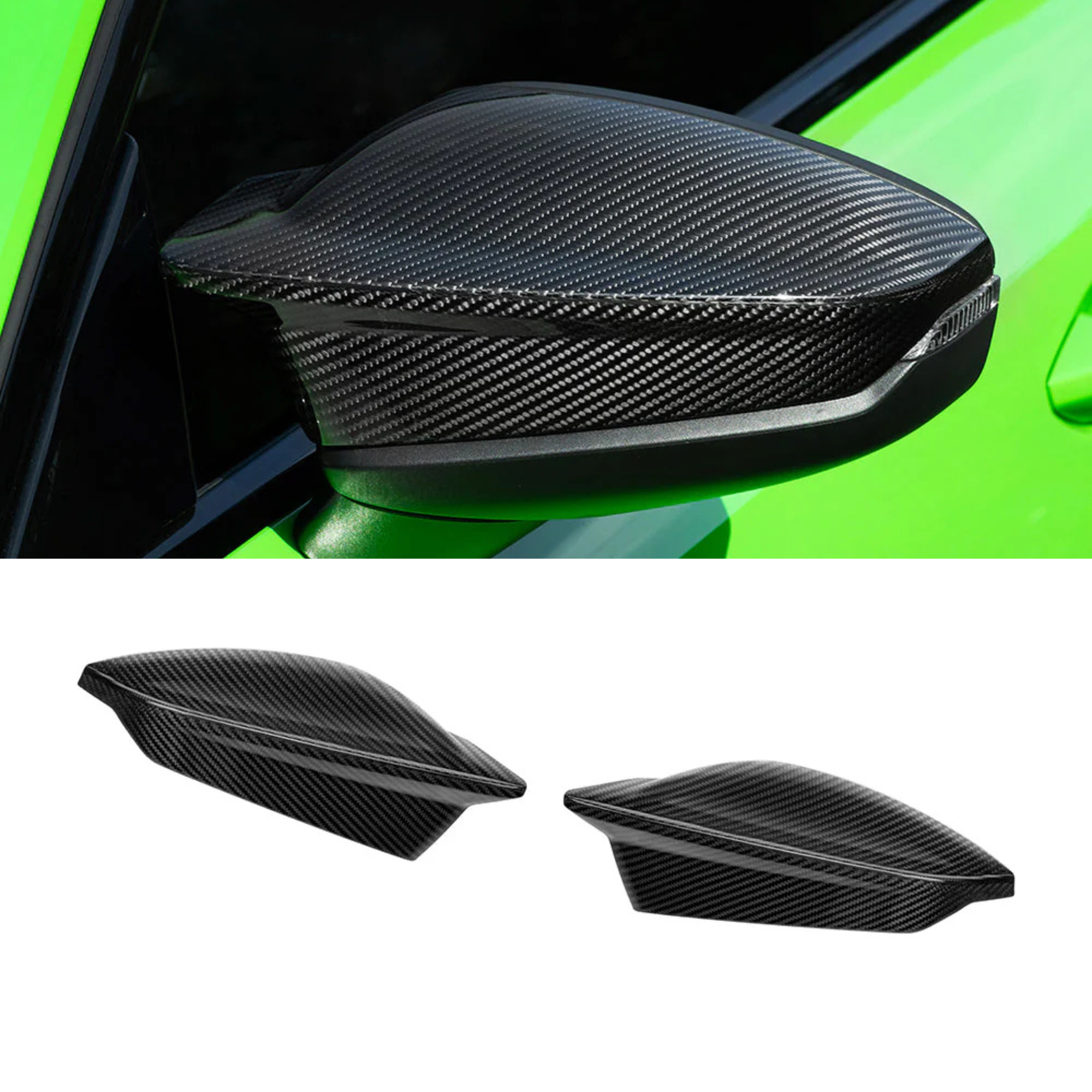 Audi A3/S3/RS3 8Y and 8Y.5 FL Carbon Fiber Mirror Caps/Shells OEM+ SOOQOO