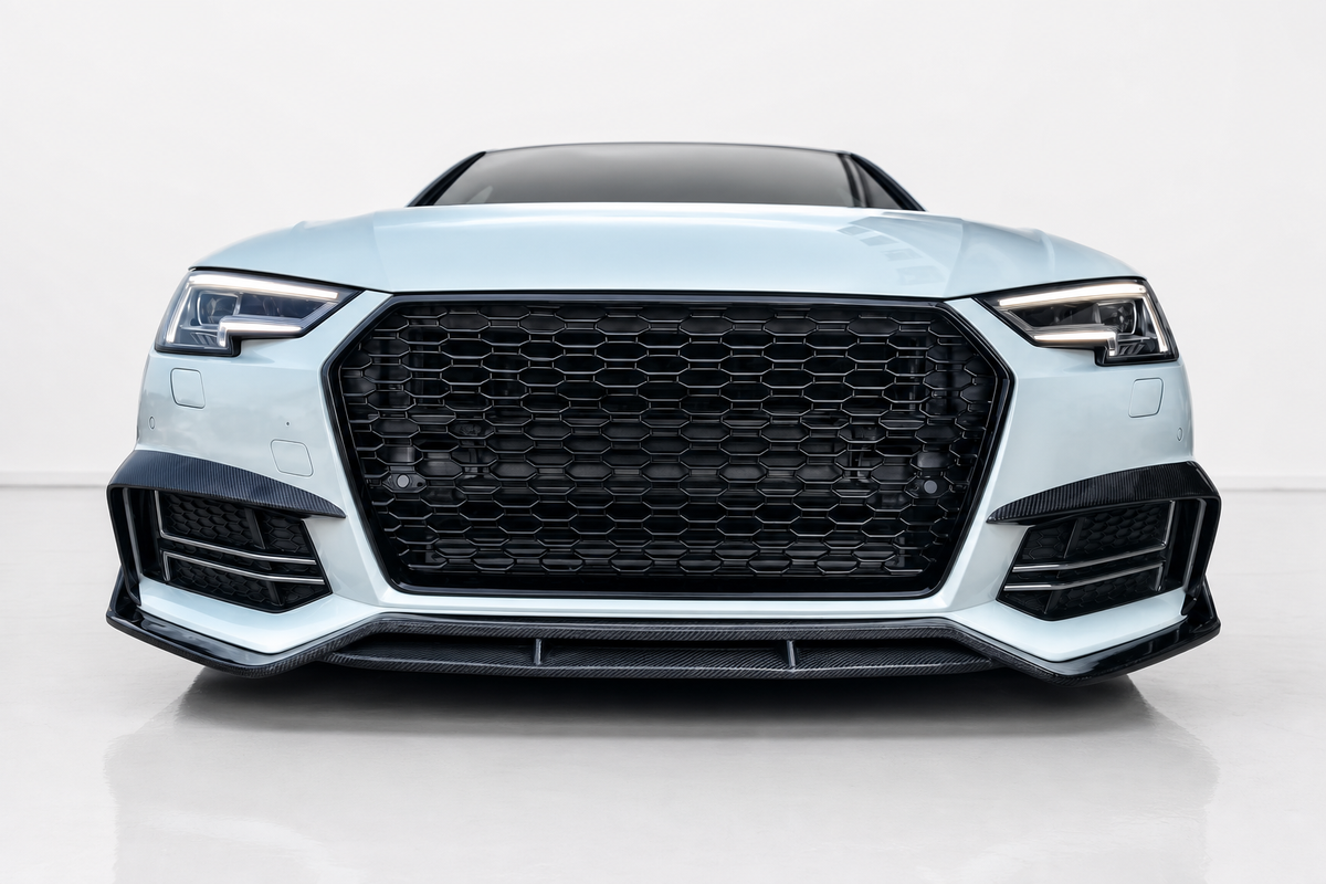 Divisor de labio de parachoques delantero de fibra de carbono para Audi A4 S-Line/S4 B9 S-Line