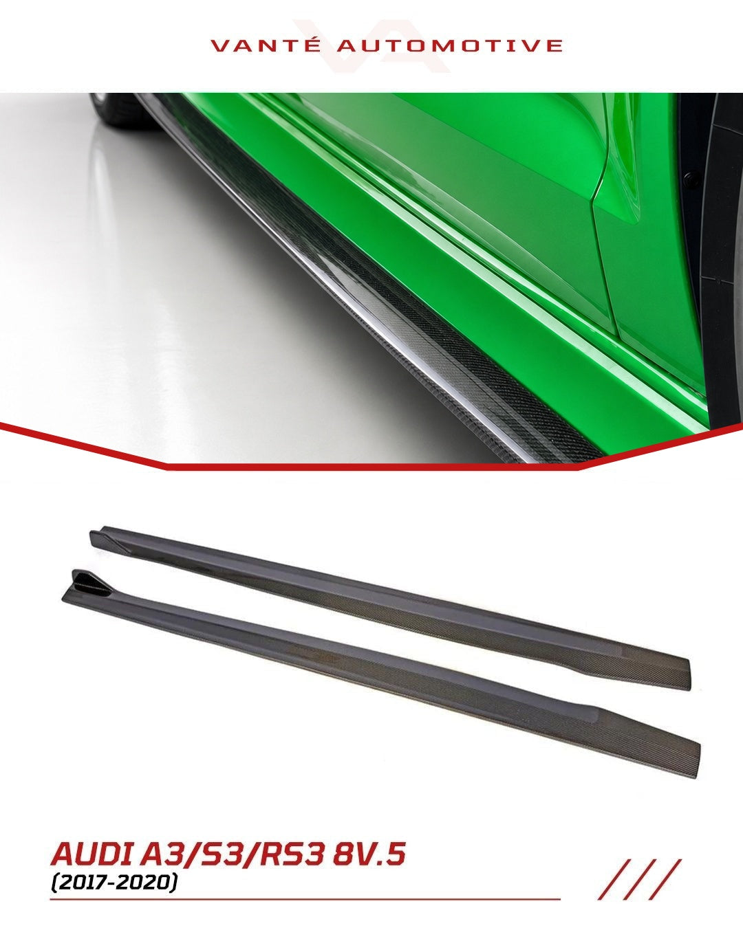 Audi A3/S3/RS3 8V.5 Carbon Fiber Side Skirts V2
