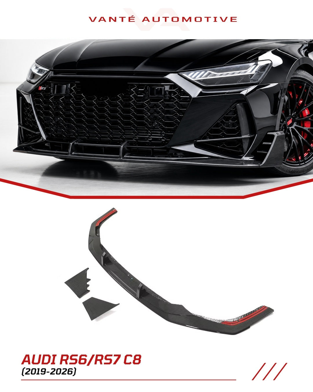 Audi RS6/RS7 C8 Labio Divisor Delantero de Fibra de Carbono V3