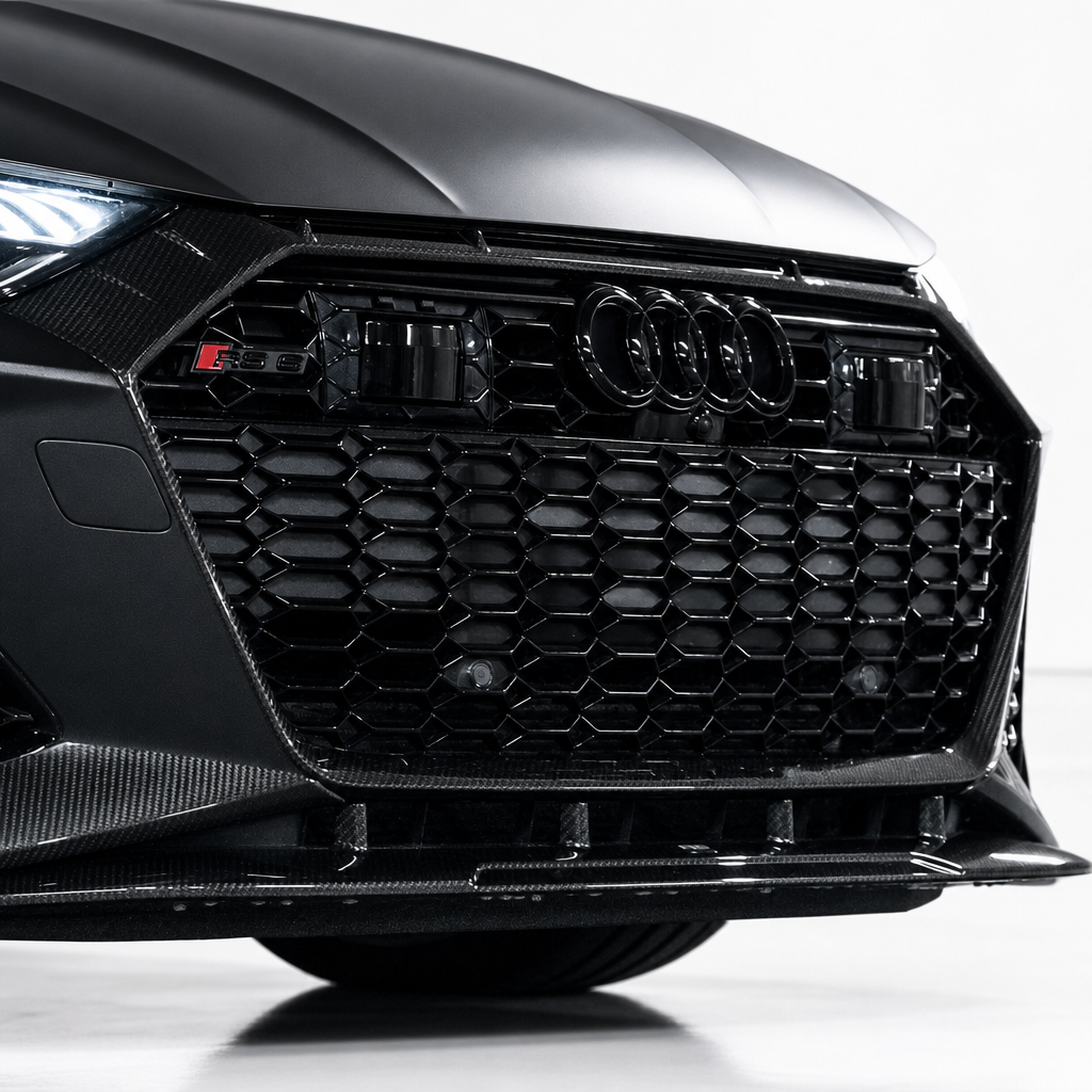 Embellecedor de cubierta de rejilla delantera de fibra de carbono Audi RS6/RS7 C8