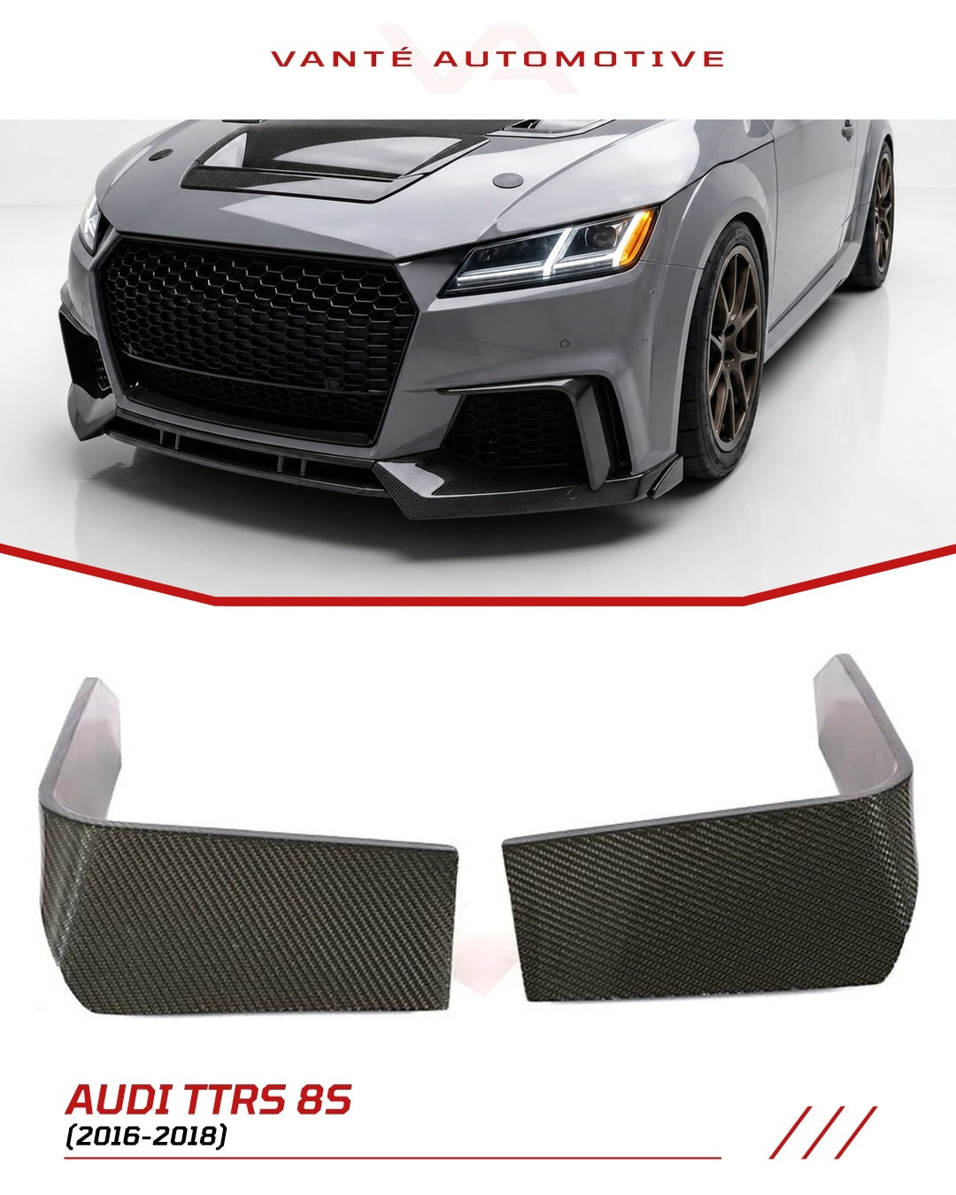 Audi TT/TTS/TTRS 8S (MK3) Kohlefaser-Nebelscheinwerfer-Blende Splitter Canards