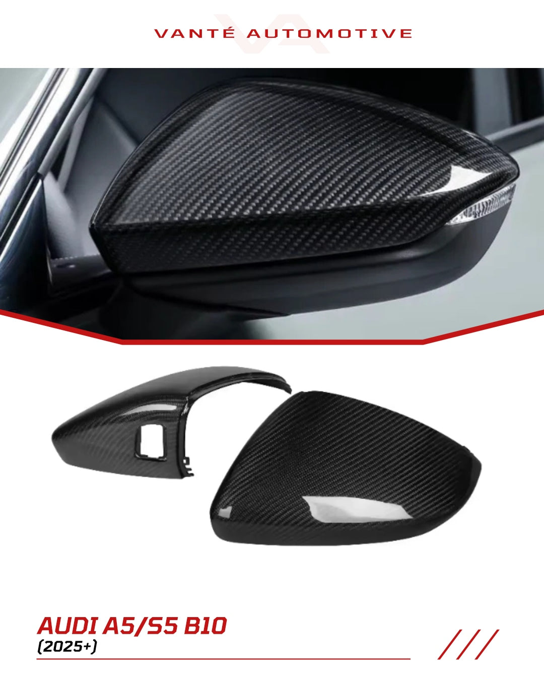 Audi A5/S5/RS5 B10 2025+ Carbon Fiber Mirror Caps/Shells/Covers
