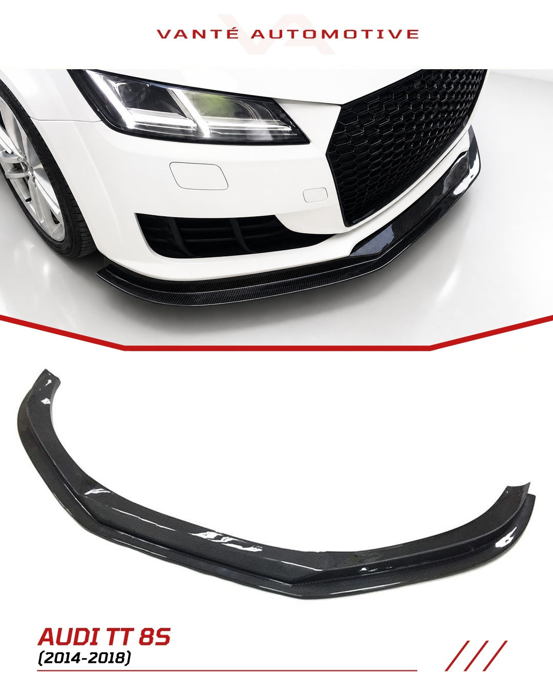Audi TT 8S (MK3) Lèvre de Splitter Avant en Fibre de Carbone V2