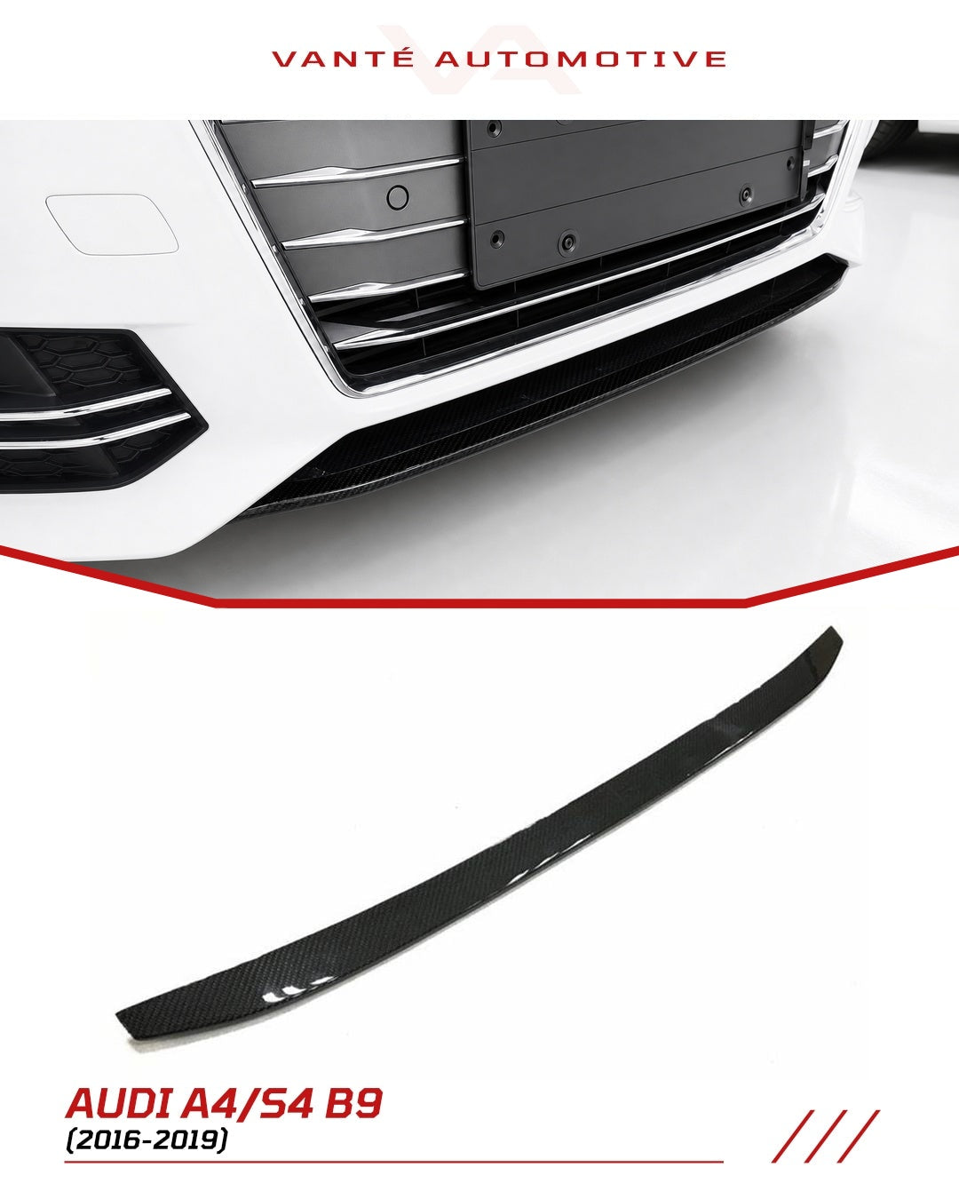 Embellecedores de parachoques delantero de fibra de carbono para Audi A4 S4 B9