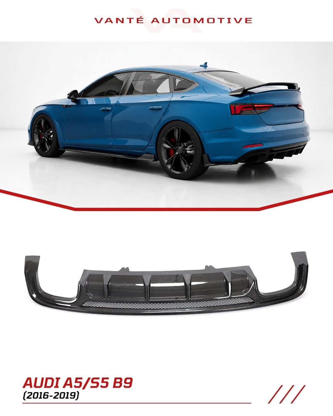 Diffuseur arrière en fibre de carbone pour Audi A5 S-Line/S5 B9