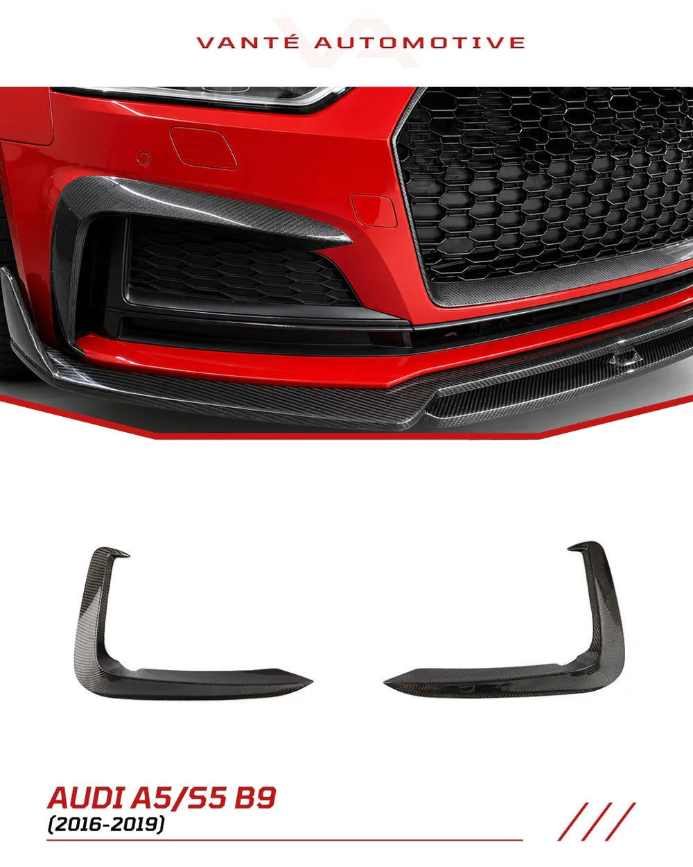 Ailerons de pare-chocs avant en fibre de carbone pour Audi A5 S-Line/S5 B9