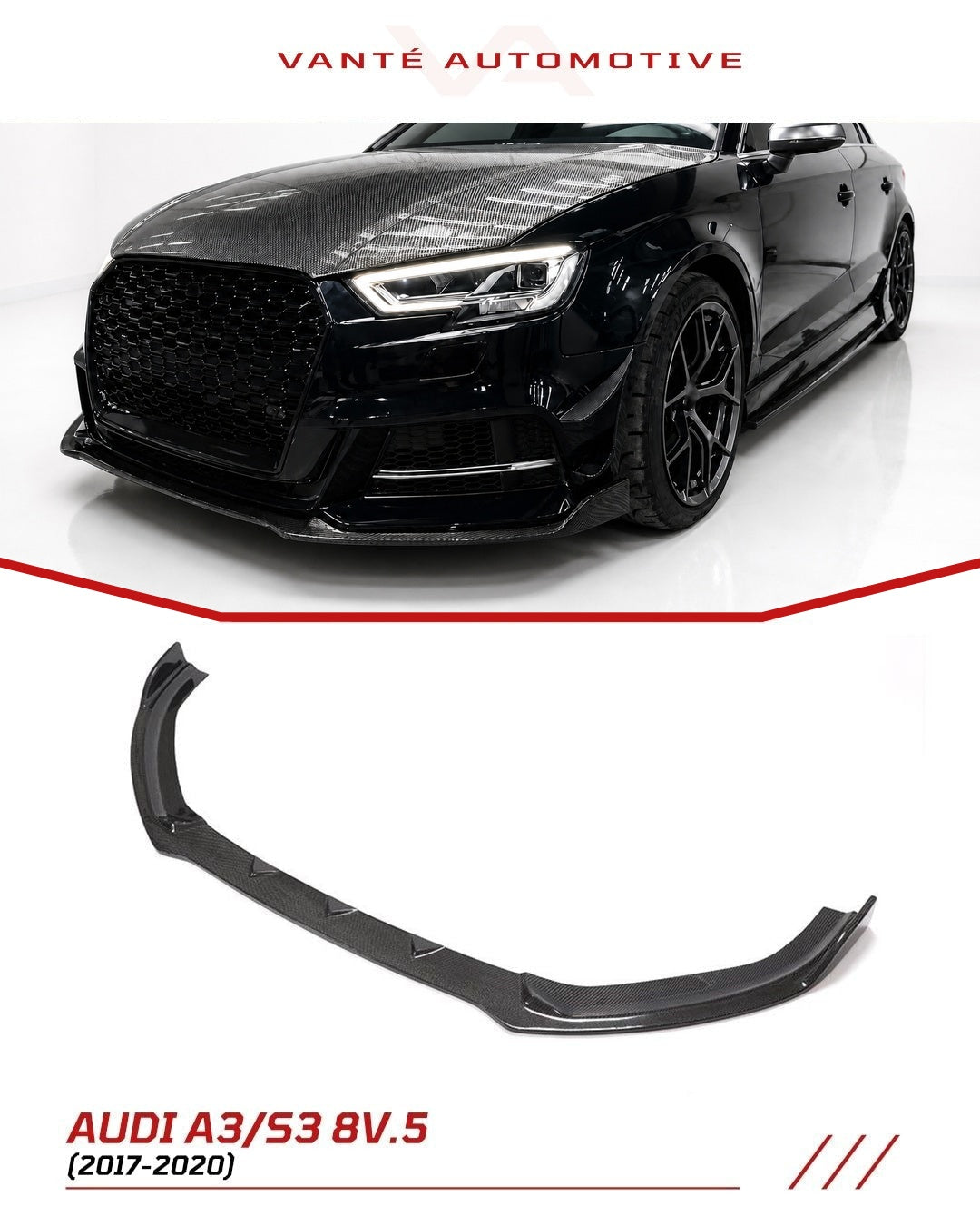 Audi A3 S-Line & S3 Limousine 8V.5 Kohlefaser-Frontspoiler-Lippe