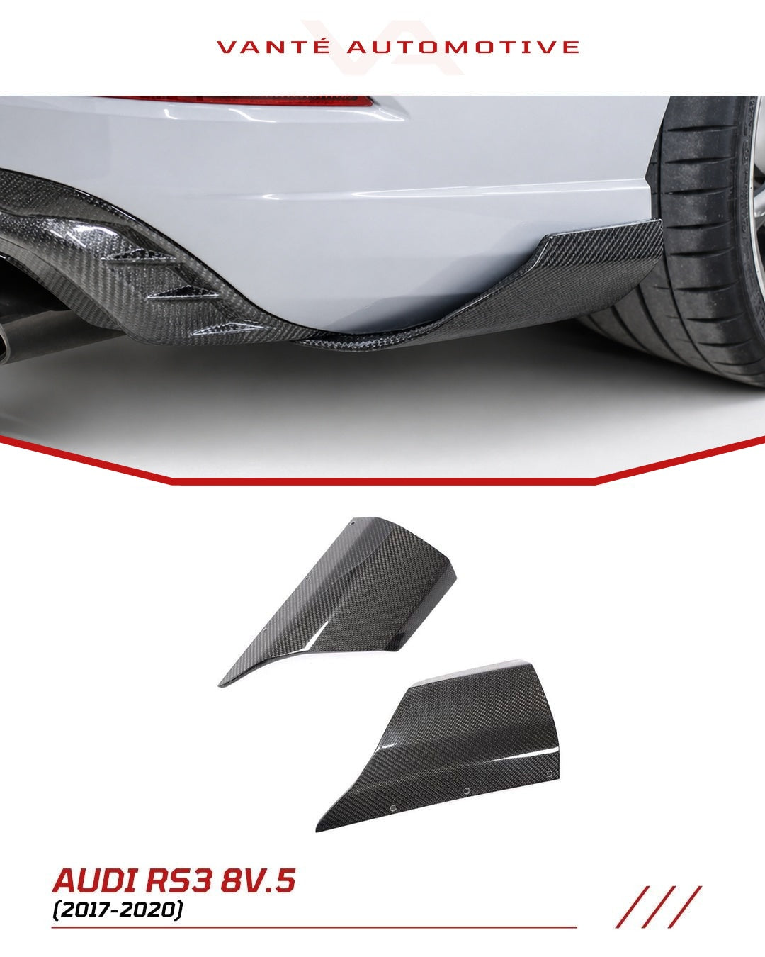 Audi RS3 8V.5 Carbon Fiber Rear Bumper Splitter Blades