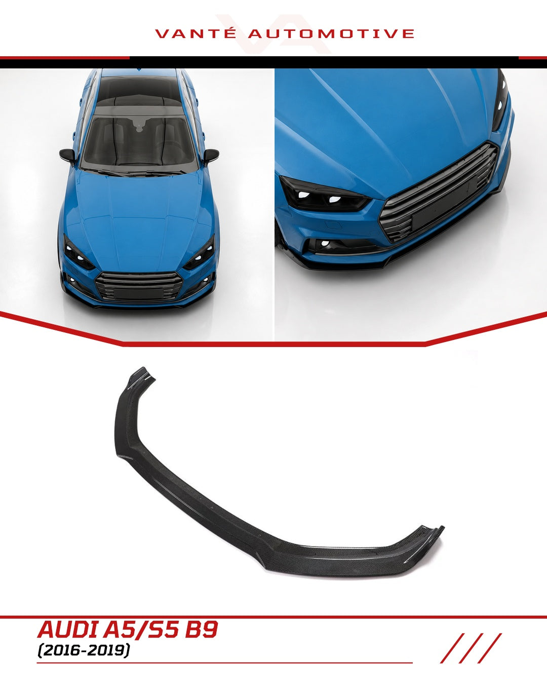 Lame avant en fibre de carbone pour Audi A5 S-Line/S5 B9