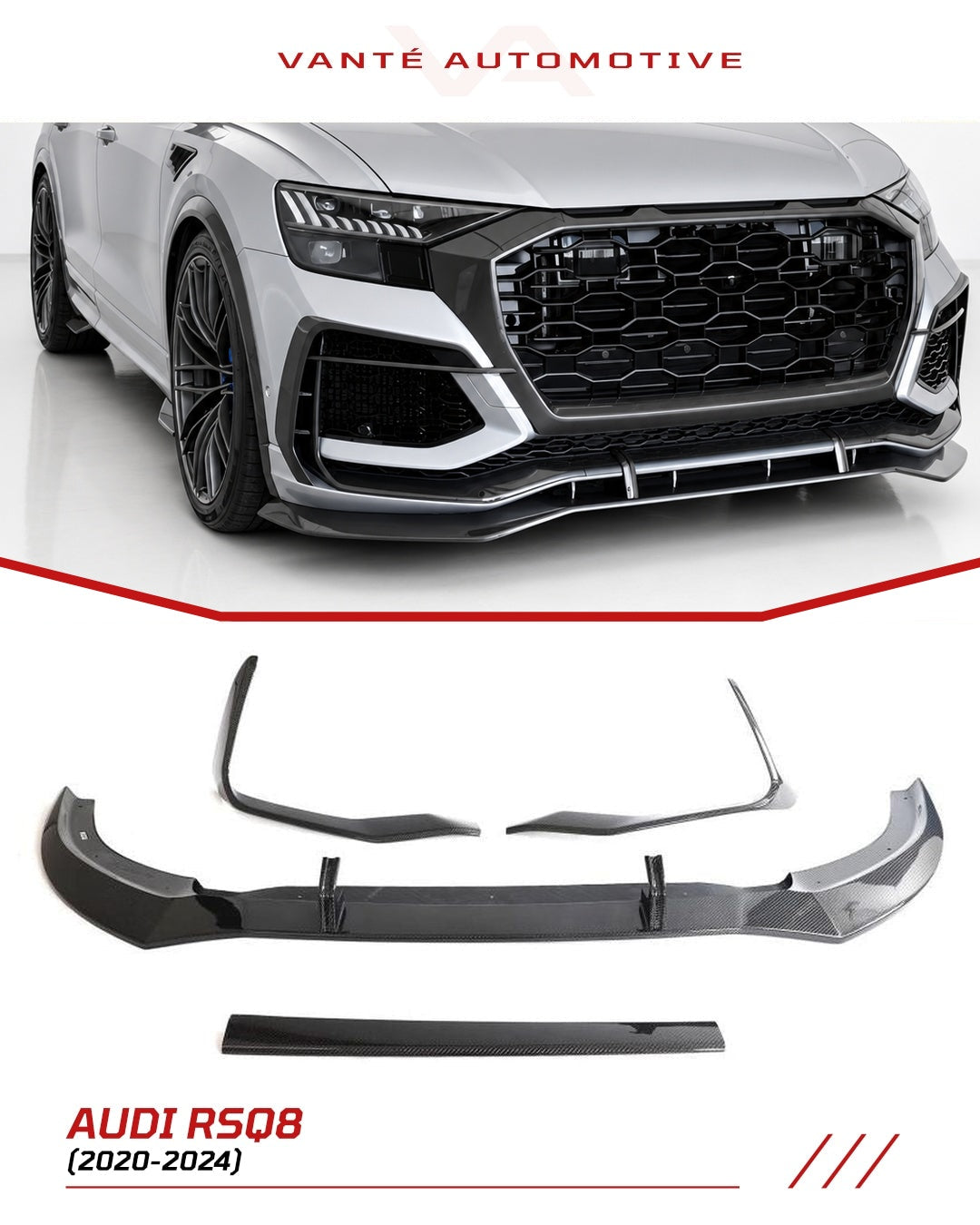 Audi RSQ8 4M Splitter Labio Delantero de Fibra de Carbono