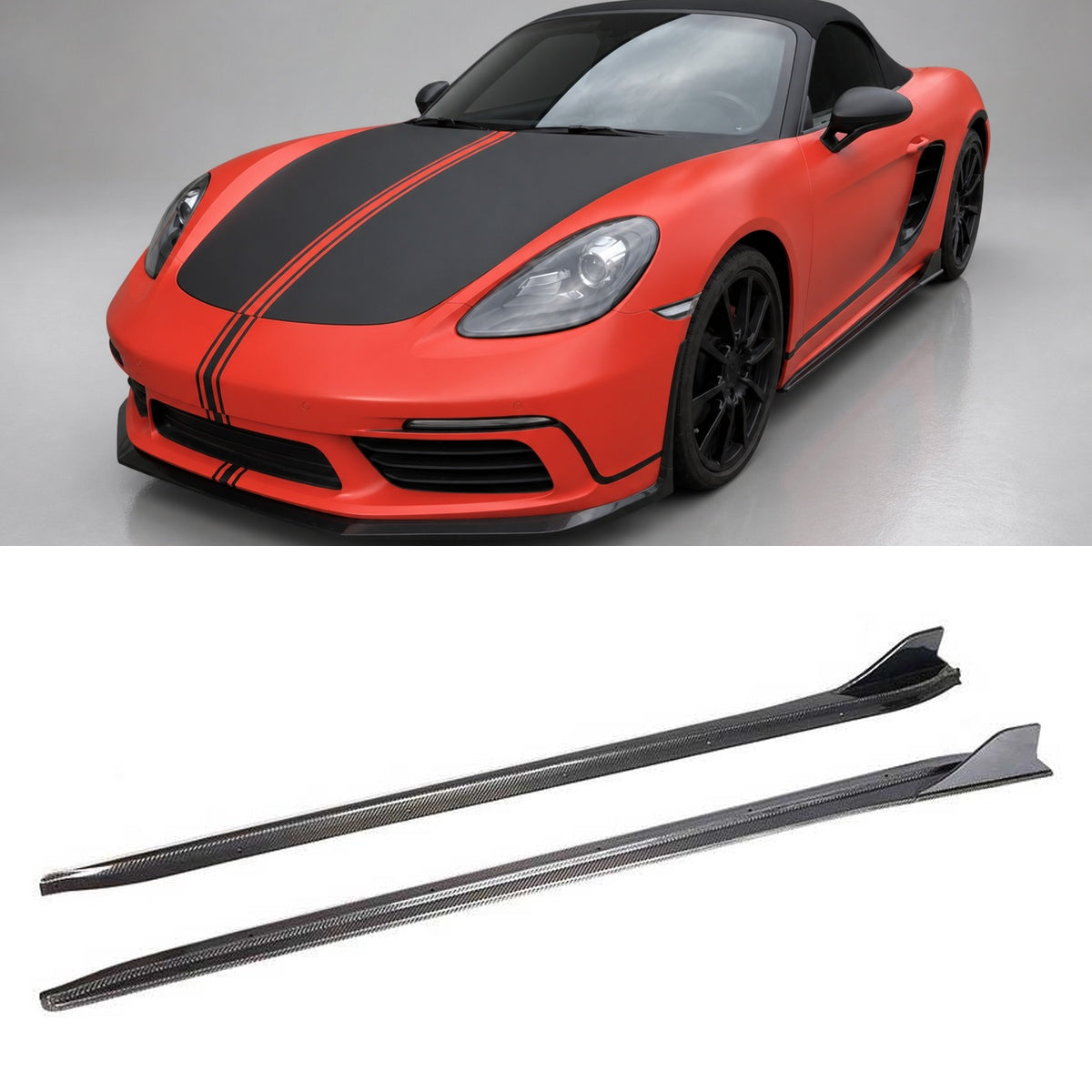 Porsche 718 Boxster Cayman 982 Carbon Fibre Side Skirt Extensions