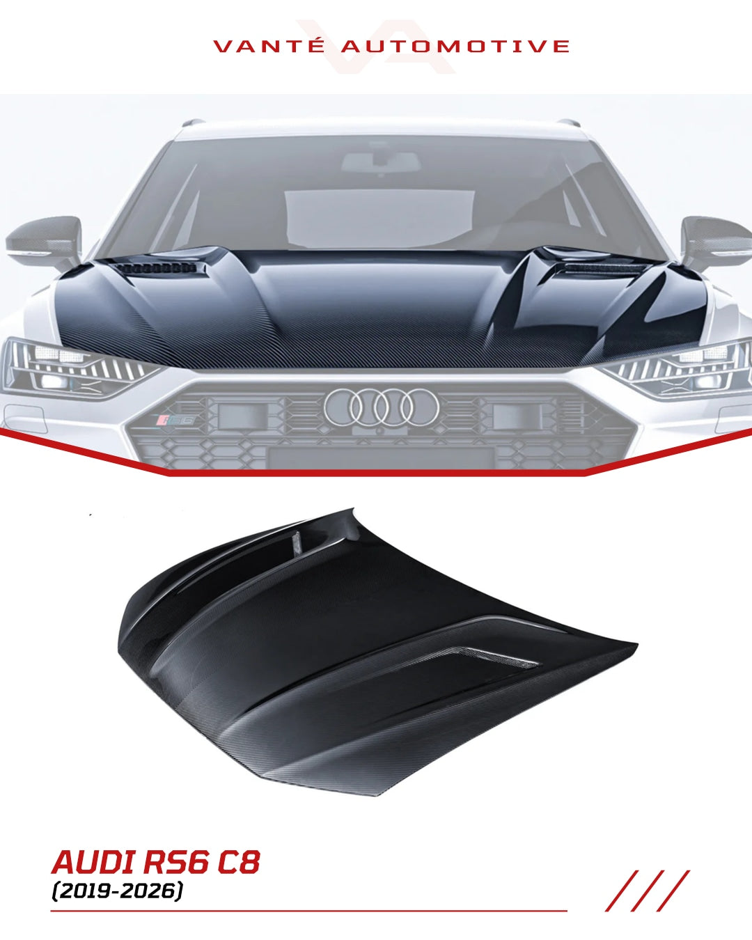Audi RS6 C8 Carbon Fiber Front Bonnet Hood