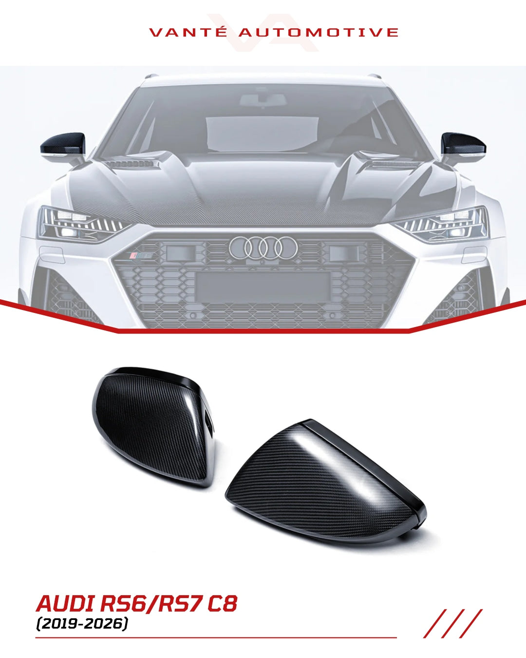 Audi RS6/RS7 C8 Carbon Fiber Mirror Shell Covers (LHD ONLY)