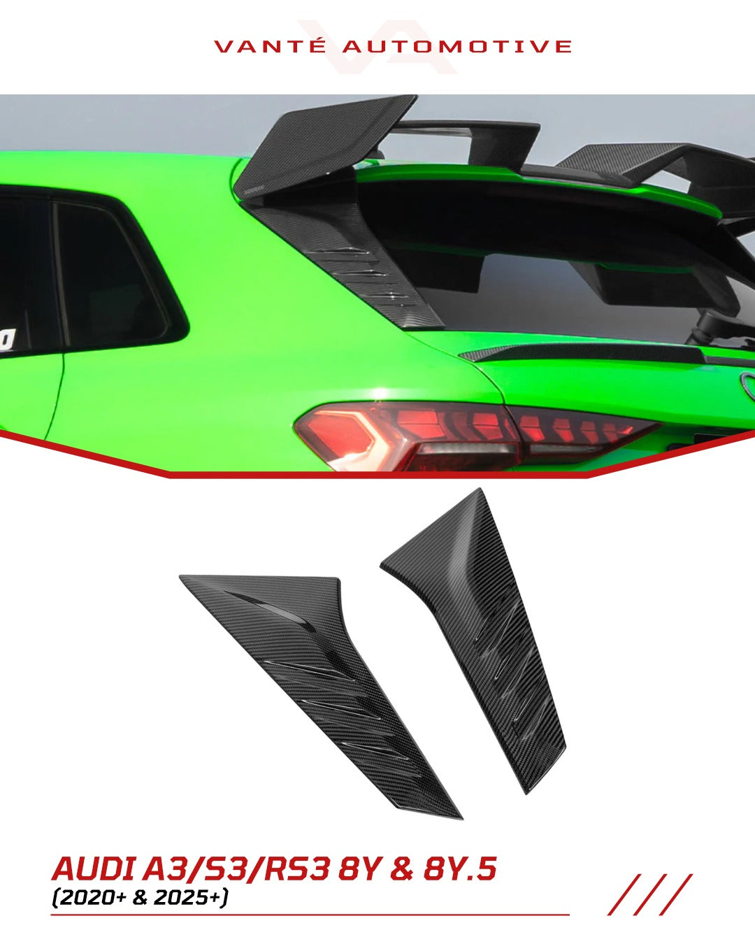 Audi A3/S3/RS3 8Y and 8Y.5 Rear Window Carbon Fibre Wing/Spoiler Trim SOOQOO