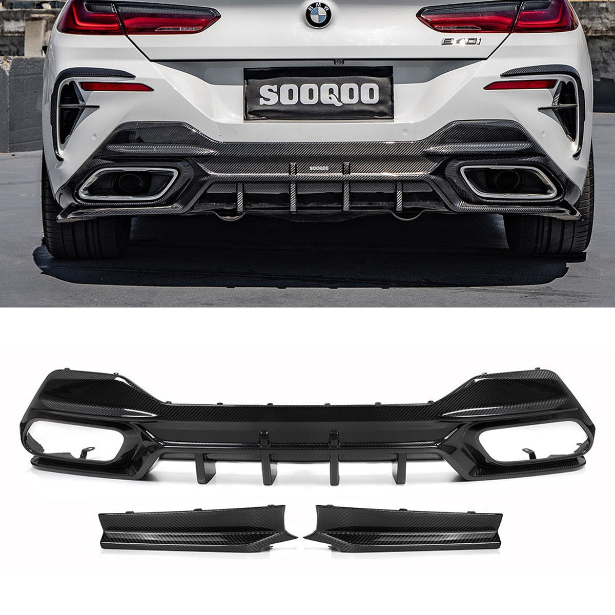 BMW 8 Series G14 Prepreg Carbon Fibre Rear Diffuser SOOQOO