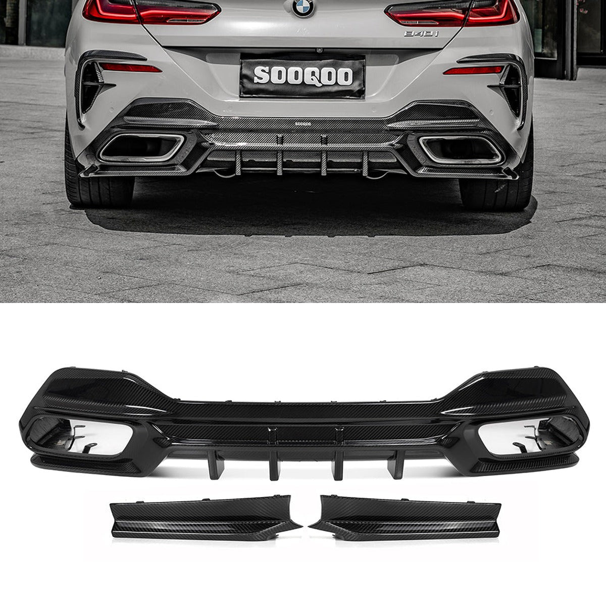 BMW 8 Series G16 Prepreg Carbon Fibre Rear Diffuser SOOQOO