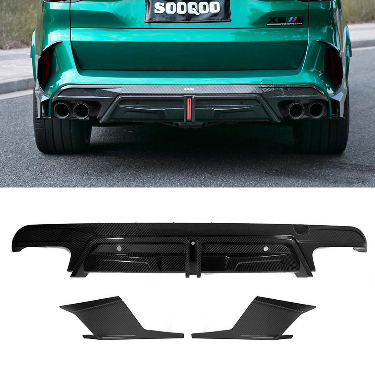 BMW X5M F95 Prepreg Carbon Fibre Rear Diffuser with Brake Light SOOQOO