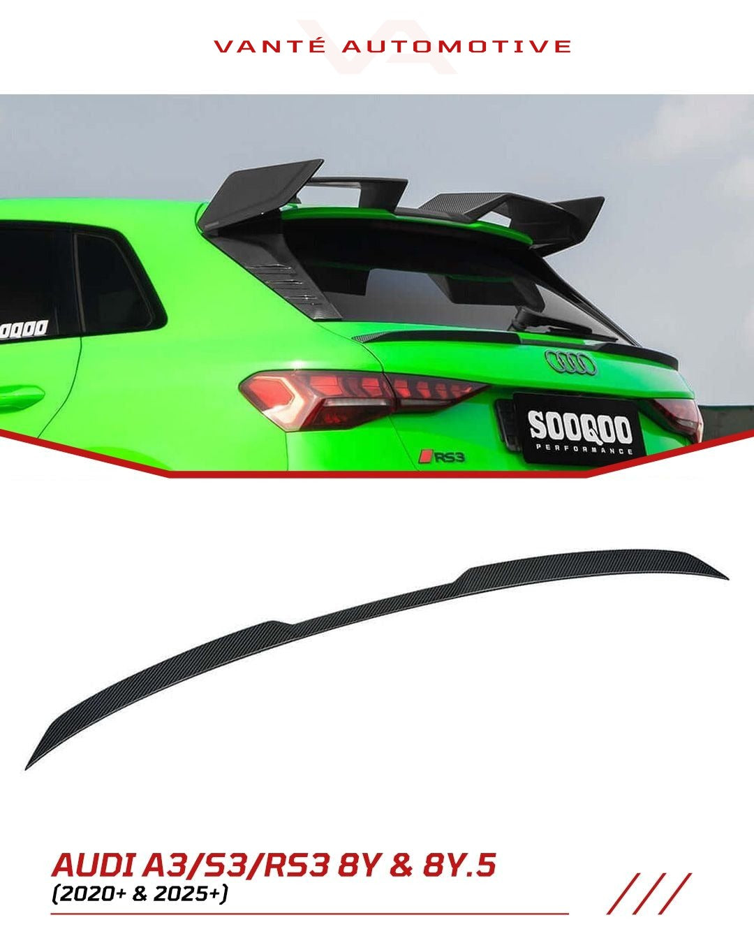 Audi RS3 Sportback 8Y Carbon Fibre Mid Rear Spoiler SOOQOO