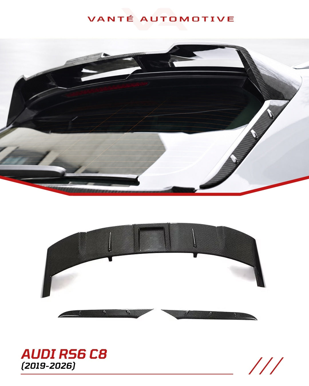 Alerón trasero de fibra de carbono para Audi A6/S6/RS6 C8